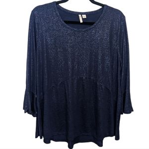 Cato Blue Shimmery Flowy Top L ✨💙